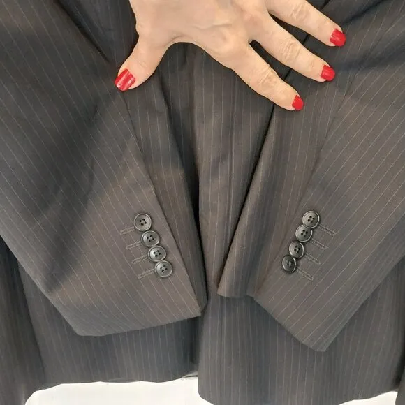 Ermenegildo Zegna Blazer Mens 48 R Black Pinstripe Wool Silk Sport Coat Jacket
