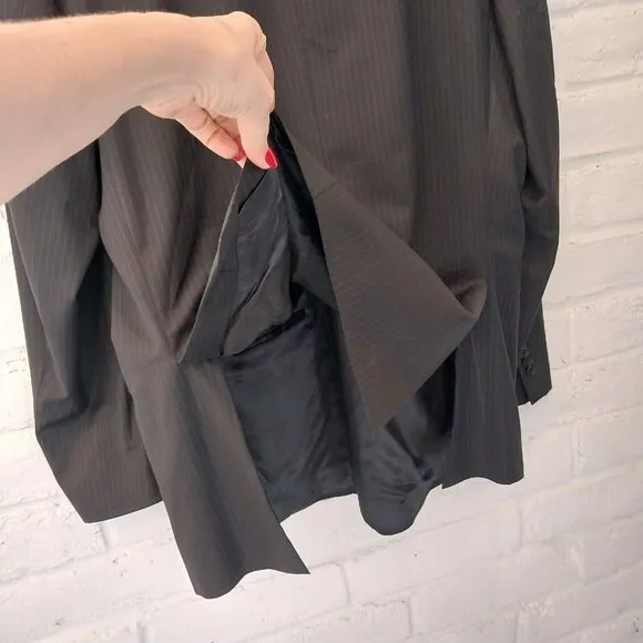 Ermenegildo Zegna Blazer Mens 48 R Black Pinstripe Wool Silk Sport Coat Jacket