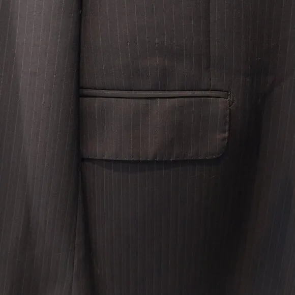 Ermenegildo Zegna Blazer Mens 48 R Black Pinstripe Wool Silk Sport Coat Jacket