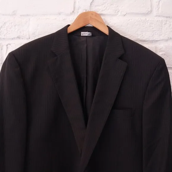 Ermenegildo Zegna Blazer Mens 48 R Black Pinstripe Wool Silk Sport Coat Jacket