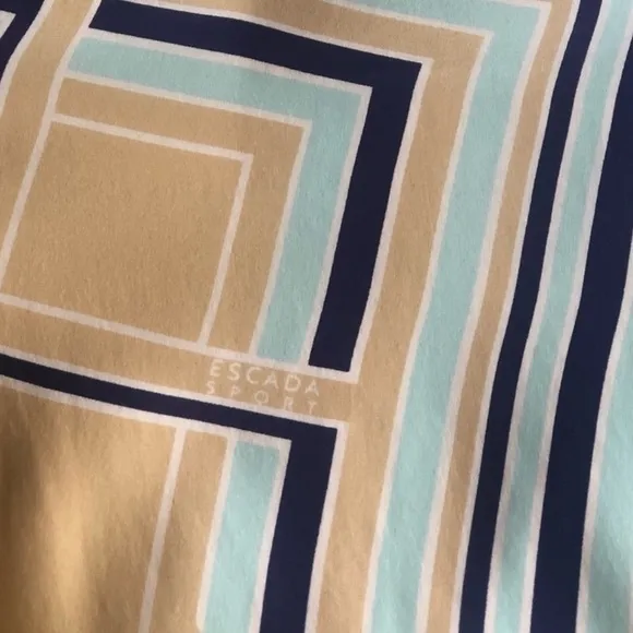Escada 100% Silk dress yellow with geometric print size 40