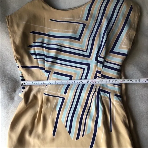Escada 100% Silk dress yellow with geometric print size 40