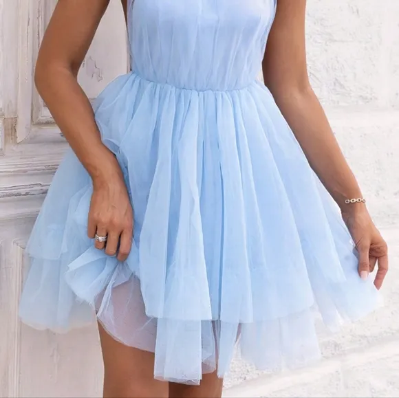Ethereal Enchantment Halter Mesh Mini - Blue