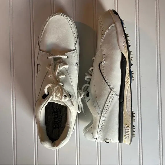 Etonic Golf Shoe Cleats White Size 9M ST PLUS #7600 Leather Sneaker Athletic