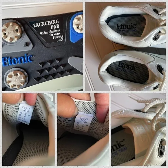 Etonic Golf Shoe Cleats White Size 9M ST PLUS #7600 Leather Sneaker Athletic