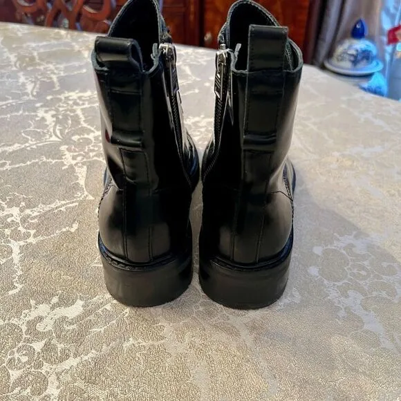 EUC All Saints Lira Black Leather Combat Moto Motorcycle Hiking Boots 37 6.5 - 7