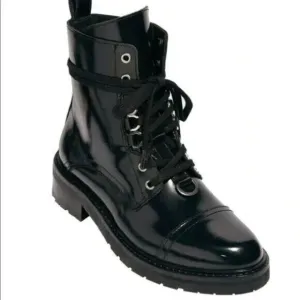 EUC All Saints Lira Black Leather Combat Moto Motorcycle Hiking Boots 37 6.5 - 7
