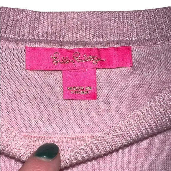 {EUC Lilly Pulitzer Cobo Sweater Size X-Large in Heathered Pink Tropics Tint}