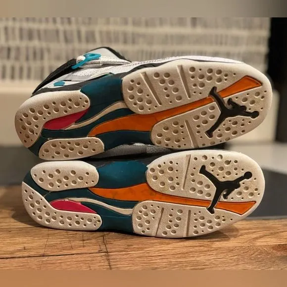 EUC Youth Air Jordan 8 Retro PS 'South Beach Turbo Green 1.5Y 80s Look RAD