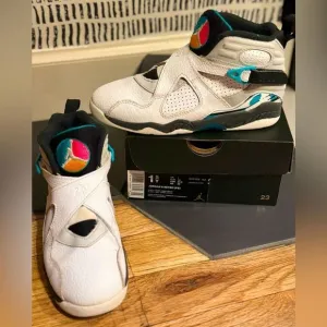 EUC Youth Air Jordan 8 Retro PS 'South Beach Turbo Green 1.5Y 80s Look RAD