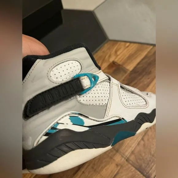 EUC Youth Air Jordan 8 Retro PS 'South Beach Turbo Green 1.5Y 80s Look RAD