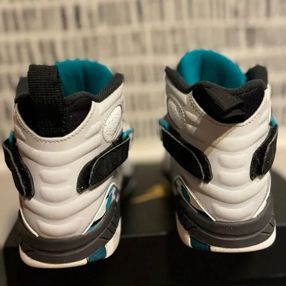 EUC Youth Air Jordan 8 Retro PS 'South Beach Turbo Green 1.5Y 80s Look RAD