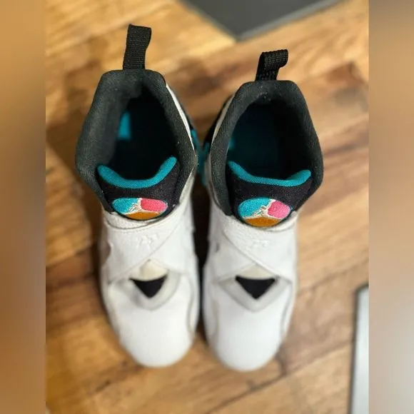 EUC Youth Air Jordan 8 Retro PS 'South Beach Turbo Green 1.5Y 80s Look RAD