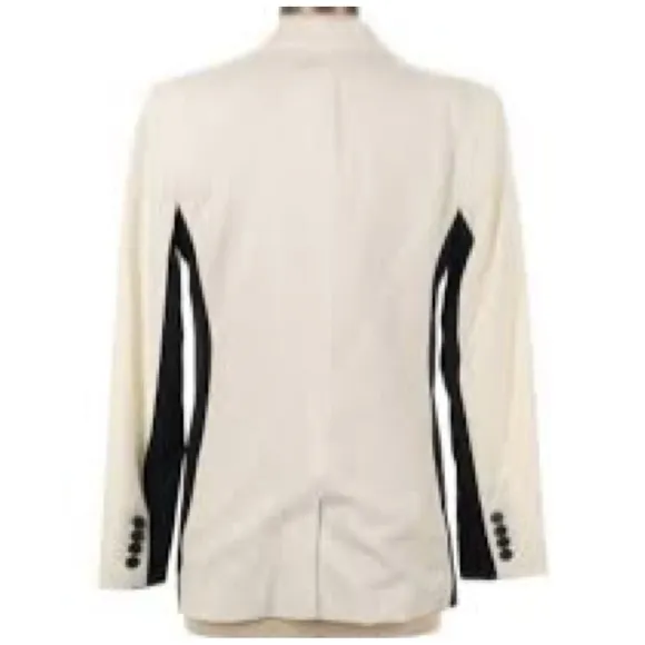 Executive Blazer Contrast Winter White Black Career Business Power Suit Size 6