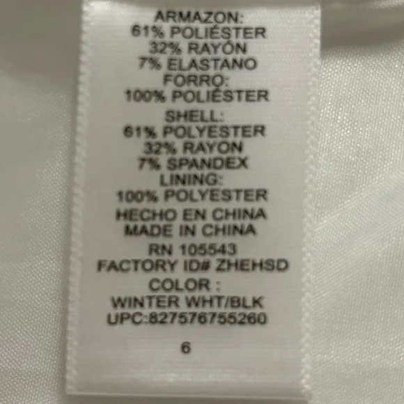 Executive Blazer Contrast Winter White Black Career Business Power Suit Size 6