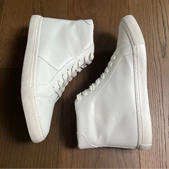 Express Men’s High Top Faux Leather White Shoes SZ 10