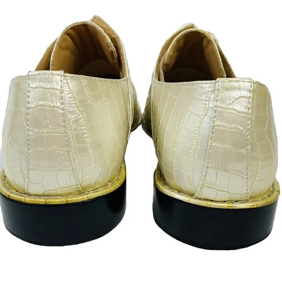 Expressions by RC Mens Retro Faux Alligator Croc Skin Dress Shoes Sz 10.5 Pearl
