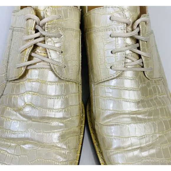 Expressions by RC Mens Retro Faux Alligator Croc Skin Dress Shoes Sz 10.5 Pearl