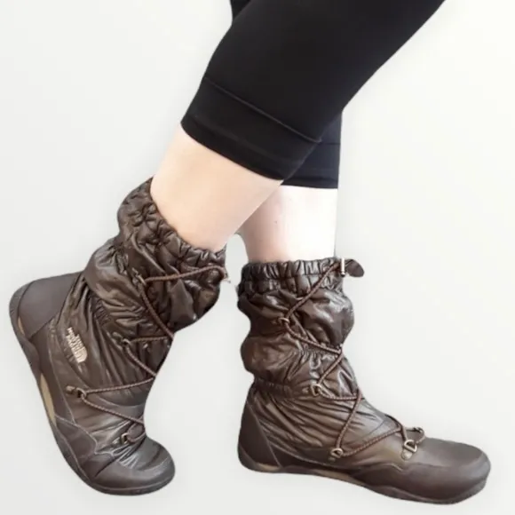 F515 The North Face Brown Ice Queen Puffer Lightweight Boots