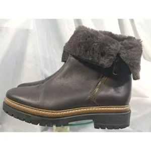 Fabianelli Women's Brown Leather Shearling Boots Shoes Size 39 US 8.5-9