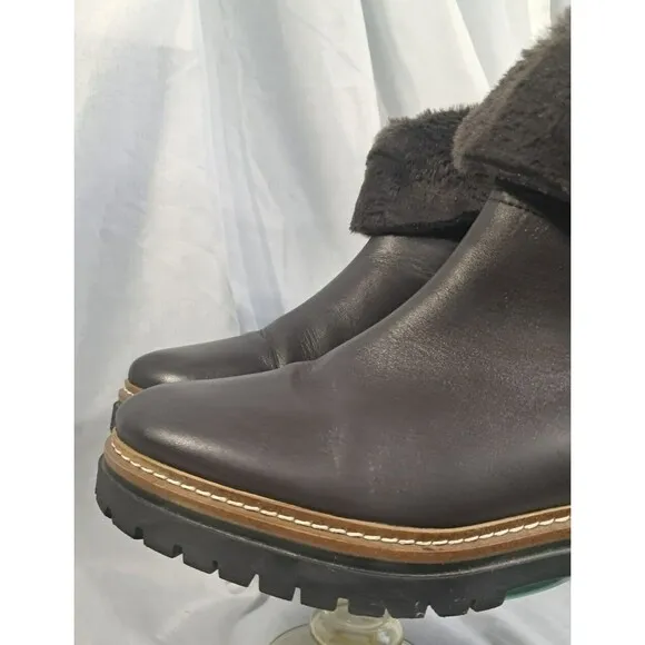 Fabianelli Women's Brown Leather Shearling Boots Shoes Size 39 US 8.5-9