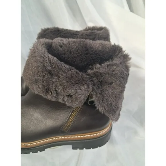 Fabianelli Women's Brown Leather Shearling Boots Shoes Size 39 US 8.5-9