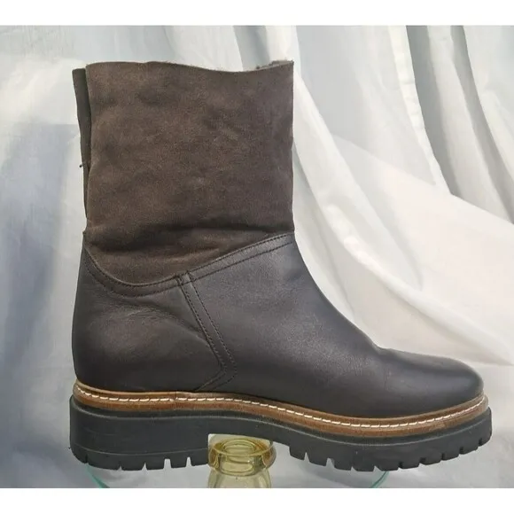 Fabianelli Women's Brown Leather Shearling Boots Shoes Size 39 US 8.5-9