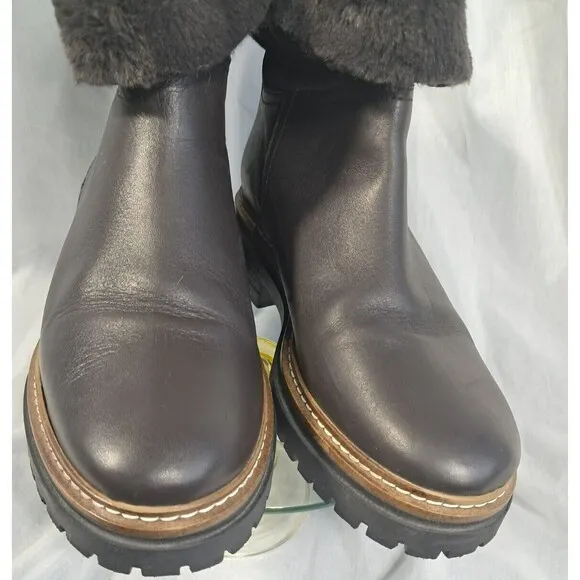 Fabianelli Women's Brown Leather Shearling Boots Shoes Size 39 US 8.5-9