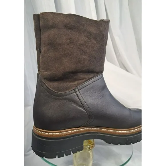 Fabianelli Women's Brown Leather Shearling Boots Shoes Size 39 US 8.5-9