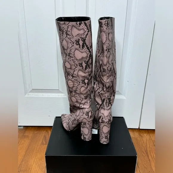 Fashion Nova Anaconda Heeled Boots - Pink