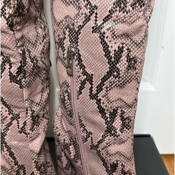 Fashion Nova Anaconda Heeled Boots - Pink