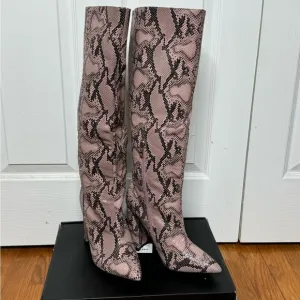 Fashion Nova Anaconda Heeled Boots - Pink