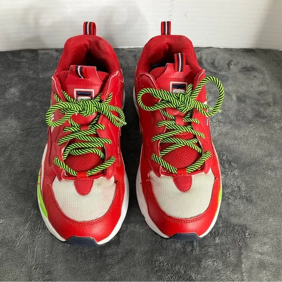 FILA Ray Tracer X Rugrats Red/White/Green Low Sneakers Shoe  Sz 8  Preowned