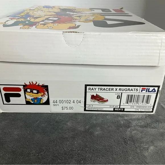 FILA Ray Tracer X Rugrats Red/White/Green Low Sneakers Shoe  Sz 8  Preowned