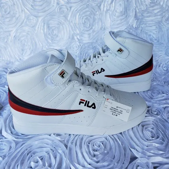 FILA Vulc 13 Men Shoes Sneakers Faux Leather White Navy Red High Top Size 8 M