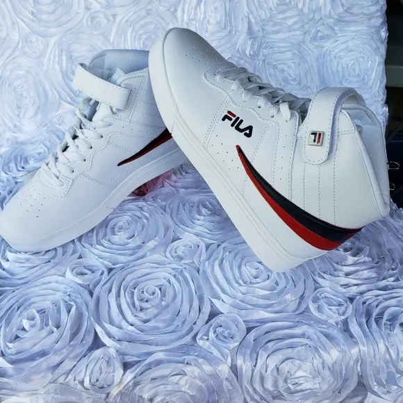 FILA Vulc 13 Men Shoes Sneakers Faux Leather White Navy Red High Top Size 8 M