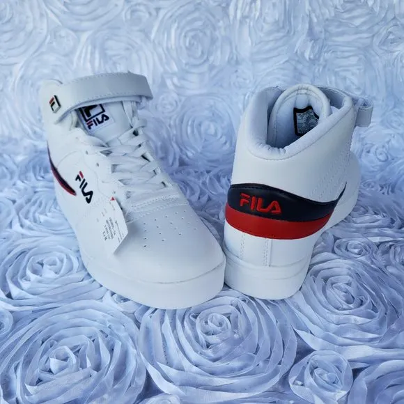 FILA Vulc 13 Men Shoes Sneakers Faux Leather White Navy Red High Top Size 8 M