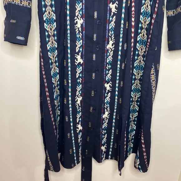 Finley Jeanette Taos western themed striped shirt dress size XS