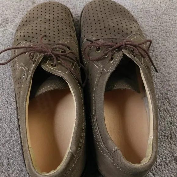 Finn Comfort Baden Mens 41 EU Comfort Shoes Lace Up Perforated Leather Brown
