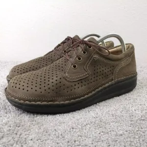 Finn Comfort Baden Mens 41 EU Comfort Shoes Lace Up Perforated Leather Brown