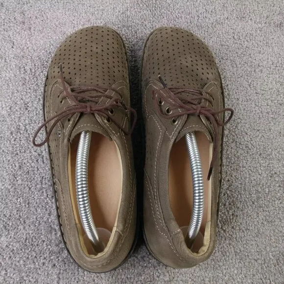 Finn Comfort Baden Mens 41 EU Comfort Shoes Lace Up Perforated Leather Brown