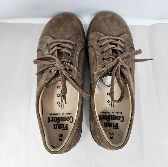 Finn Comfort Mens Shoes Sz 8.5W Brown Leather Lace Up Casual Comfort