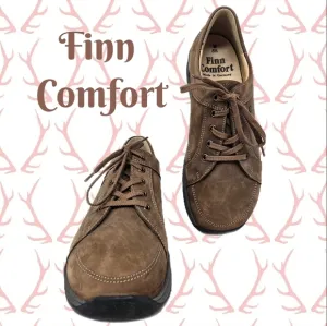 Finn Comfort Mens Shoes Sz 8.5W Brown Leather Lace Up Casual Comfort