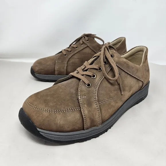 Finn Comfort Mens Shoes Sz 8.5W Brown Leather Lace Up Casual Comfort
