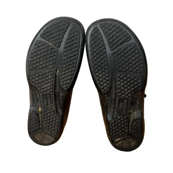 Finn Comfort Womans 7.5 Laval Mary Janes LEATHER Strap Clogs Walking Shoes Black