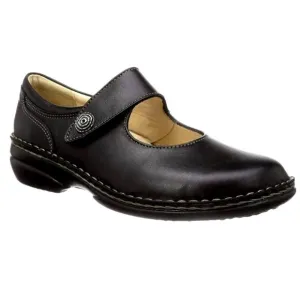 Finn Comfort Womans 7.5 Laval Mary Janes LEATHER Strap Clogs Walking Shoes Black
