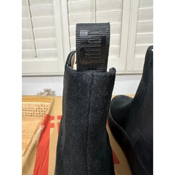 Fitflop F-Mode Suede Flatform Chelsea Boots Black Size 10 NIB Lightweight Comfy