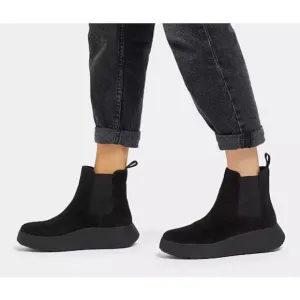 Fitflop F-Mode Suede Flatform Chelsea Boots Black Size 10 NIB Lightweight Comfy