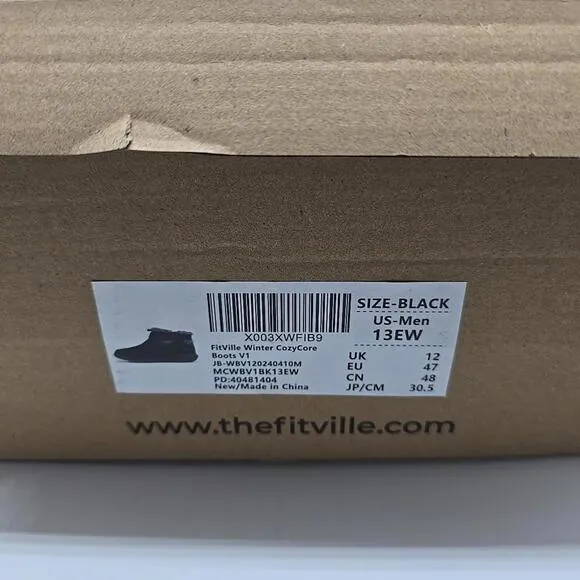 FitVille Men 13 Extra Wide Snow Boots Waterproof Winter Shoes w/ Thick Fur