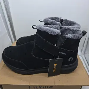 FitVille Men 13 Extra Wide Snow Boots Waterproof Winter Shoes w/ Thick Fur